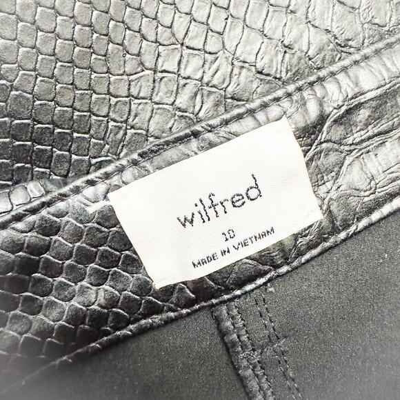 Wilfred by Aritzia Black Faux Snakeskin Patterned Wide Leg Pant Size 10 - Picture 6 of 9